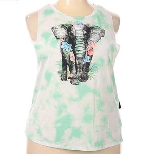 Nobo No Bounderies Tie Dye Elephant Tank Top Open Back Women's Plus Size 2X EUC